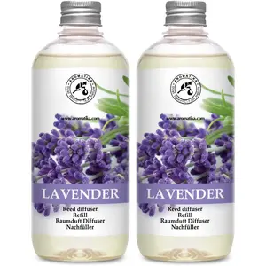 Reed Diffuser Refill Lavender with Lavender Essential Oil 34 Fl Oz - 2 x 500ml -  Oil Reed Diffuser Refill - Room Diffuser Refill - Lavender Room Freshener - Floral
