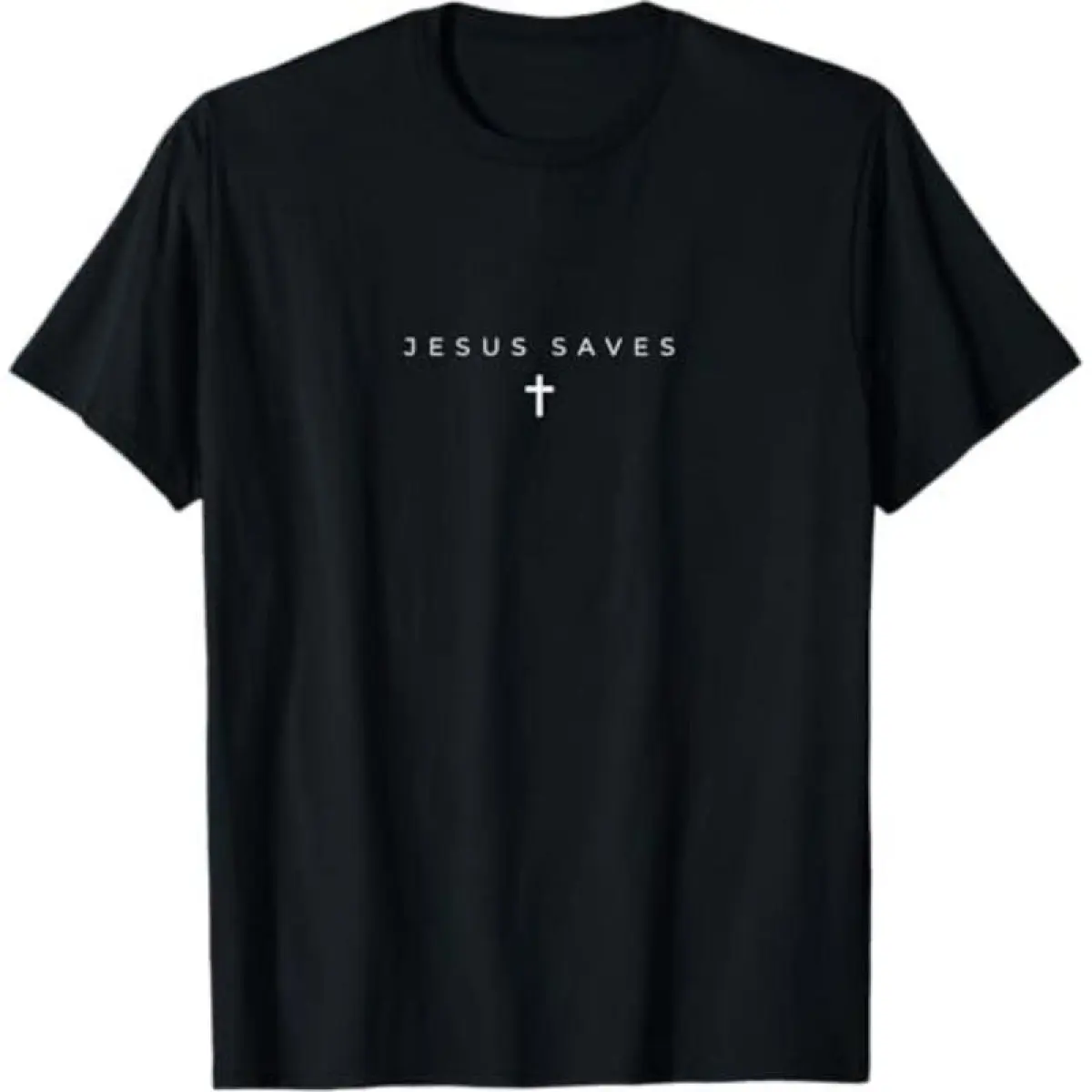 Men's Cotton Short-Sleeve Casual Fitness Tshirt - Simple Subtle Jesus Saves Cross, Christian Minimal Religious Faith, Comfortable Menswear Top, Soft, Cross Symbol, Minimalist, Subtle Text, Shortsleeve, T-Shirt, Basic, Round Neck, Do Not Bleach
