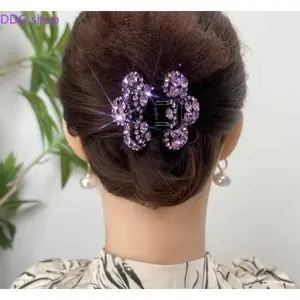 Premium Rhinestone & Glossy Luxury-Style Small Flower Hair Clip / Festive Gift