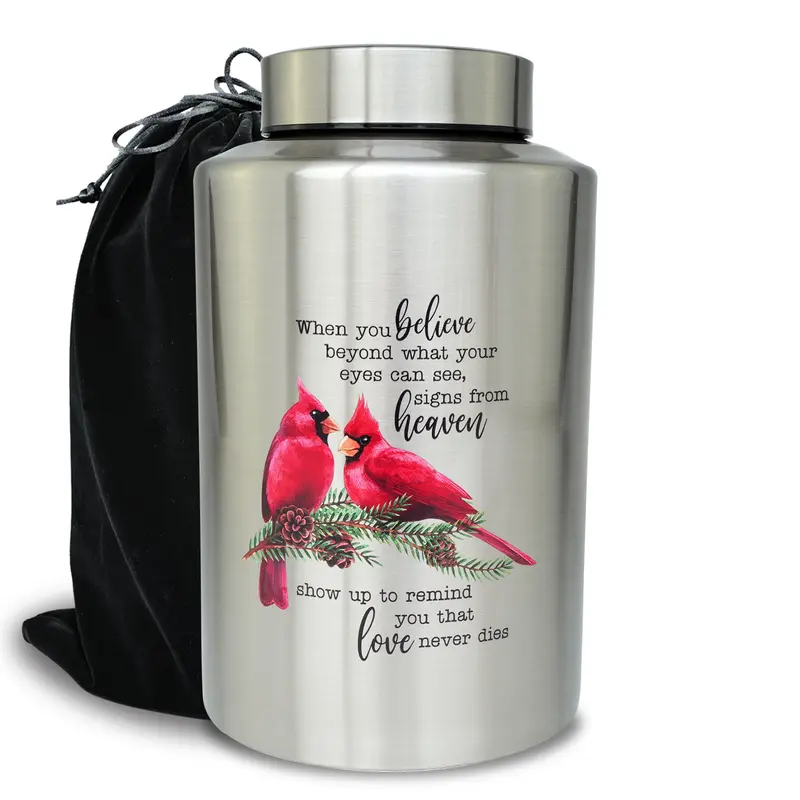 220 lbs Large Cremation Urn for Adult Human Ashes, Decorative Urn for Male Female Men Women Couple Remains(Cardinal)