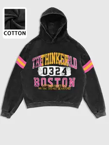 American Varsity Style Contrast Stripe Oversized Loose Hooded Sweatshirt Autumn/Winter Pullover. Retro Letter Print Dropped Shoulder Slimming Cotton. Paired with Wide-Leg Pants Daily Casual #VarsityStyle #AmericanRetro #ootd #GRWM Outfit Essential.