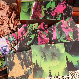 JAIIMAN 48pieces (12papers and 36stickers)DIY Wicked Witch Decor Scrapbook Paper Set With Sticker, for Scrapbooking Supplies, Mini Gift Packaging, Craft Albums, Holiday Decor, Background Pad, Paper Craft, Journaling Supplies, Handmade Waste Diary