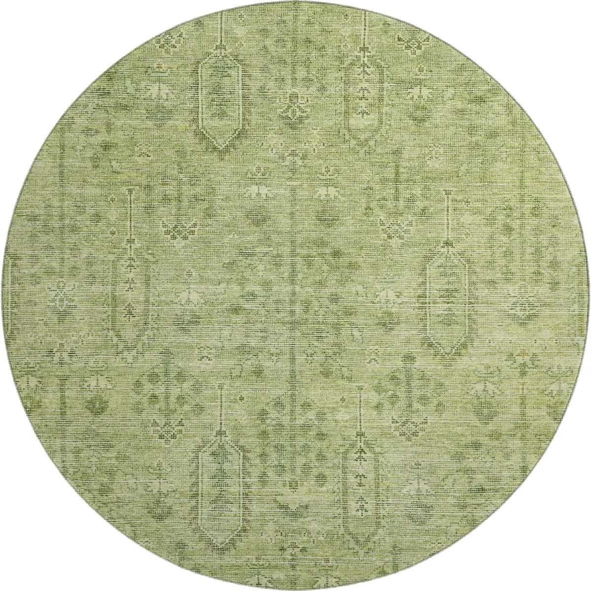 HomeRoots 665436 8 ft. Sage & Green Southwestern Washable Circle Area Rug - Low-Toxic, Non-Shedding, Durable, Full-Sized, UV-Protected, Low-Toxic Area Rugs, Non-Shedding Area Rugs