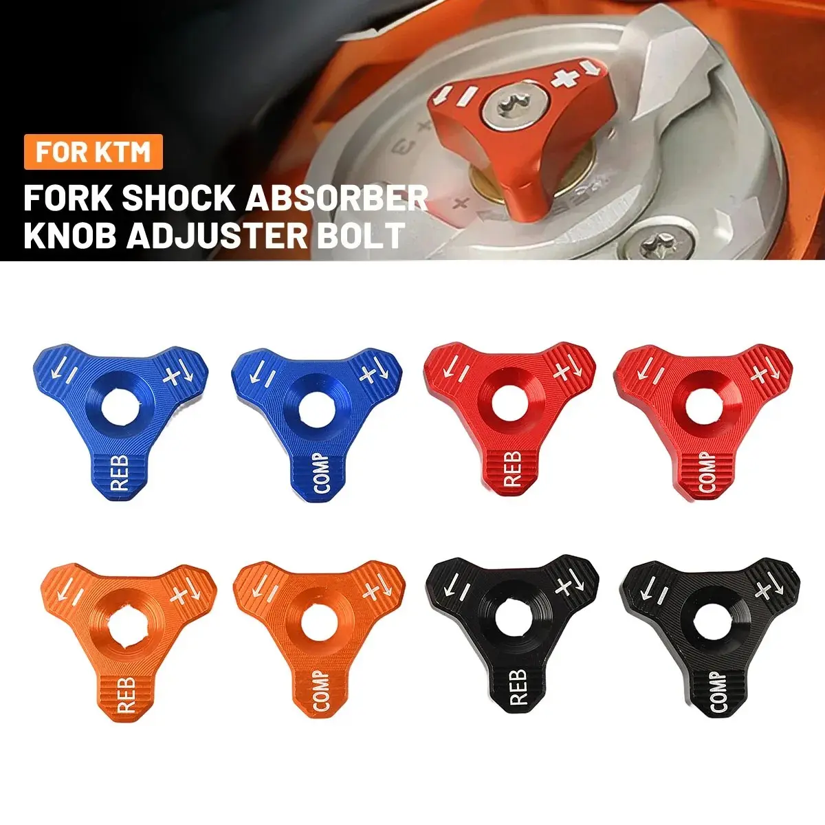 Lightweight Aluminum 48mm Motorcycle Front Shock Absorber Knob Adjuster Bolt, Durable & Easy to Install, Compatible with KTM FC TC FE TE EXC EXCF XC XCF XCW SX SXF (1998-2019)
