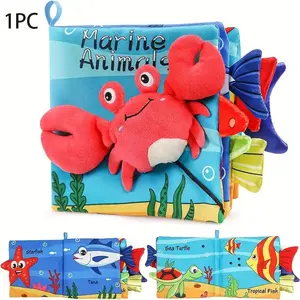 Baby Soft Cloth Book with Sound Paper and Bb Toy, Cute Animal Shape Hanging Toy, Perfect Gift for Babies, Infant Interactive Playbook, Toddler Busy Book