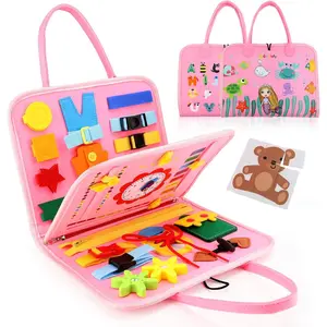 Busy Board Toy for 3-6 Year Old Toddlers - Educational Activity Developing Sensory Board for Basic Dress Fine Motor Skills - Travel Toys for Plane Car, Gift for Boys Girls