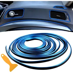 Car Interior Trim Strips - 32.8ft /10M Universal Car Gap Fillers Automobile Molding Line Decorative Accessories DIY Flexible Strip Garnish Accessory Including Installing Tool (2PCS 16.4ft Blue)