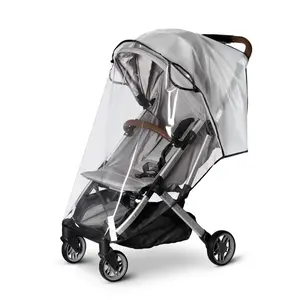 Stroller Rain Cover, Universal Stroller - Waterproof Windproof Travel Weather Shield Thick & Durable Protect from Dust and Snow with Breathable Ventilation Mesh Clear Visibility