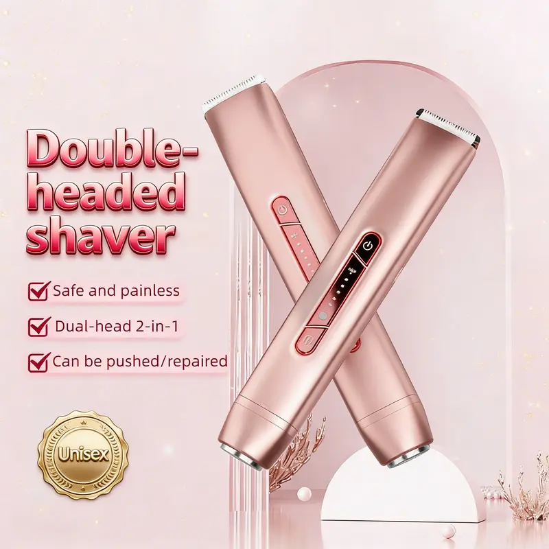 Women's 2-in-1 Rechargeable Shaver & Bikini Trimmer Razor - Stainless Steel-ABS Hair Removal Device, Waterproof Portable Pain-Free, for Bikini Line Care & Body Smoothing Daily Care Tool