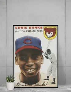 Topps Ernie Banks 1954 Rookie Card 12x17 Poster Chicago Cubs