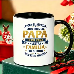 Spanish "Para El Mundo Solo Eres Un Papá" Latino Dad Graphic Reusable Coffee Cups , Father's Day Comfort Ceramic Cup Family 1pc 11Oz Ceramic Mug Birthday & Latino Father Gift For Him