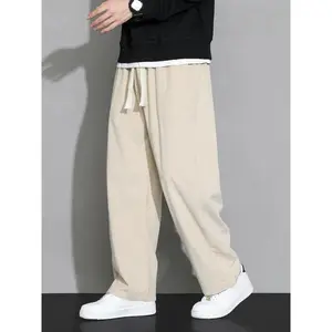 Men's solid color corduroy pants, loose and comfortable straight leg pants for autumn and winter, men's daily wearing underwearRAIMENTRY
