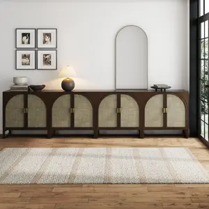 Large Arched Credenza Console Table Dark Acacia (Set of 4)