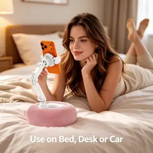 Plush Pillow Stand with Storage, Foldable Adjustable Arm, Ergonomic Design, Ideal for Bed, Sofa, Desk, Office, Protects Neck