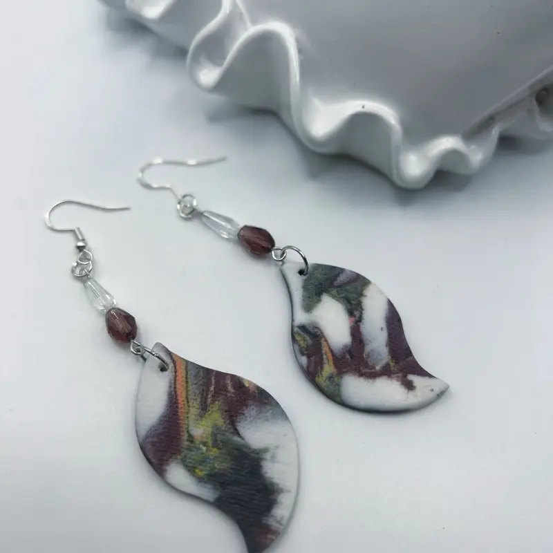Cipopo Ceramic Elegance Handcrafted Hook Earrings Hypoallergenic Lightweight Unique Textures Finishes for All Day Comfort