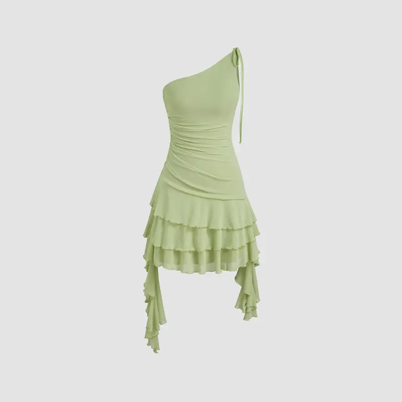 asymmetrical ruffle dress - TikTok Shop