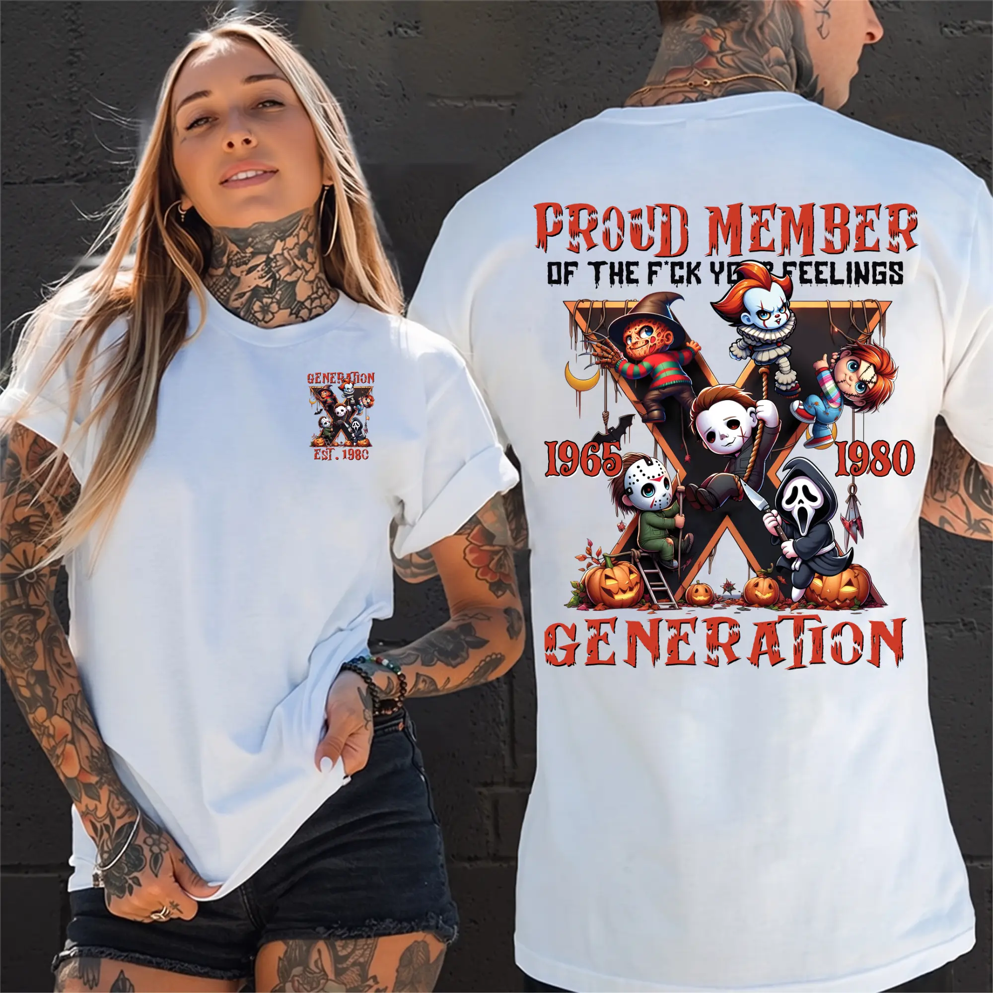 Generation X Horror Shirt – Proud Member of the F*ck Your Feelings Generation Vintage Halloween Graphic Tee