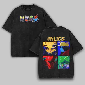 Hylics all member Washed Lightweight Cotton T-Shirt, Vintage rpg games shirt, Game Fan, Streetwear Tops Black Fabric Menswear