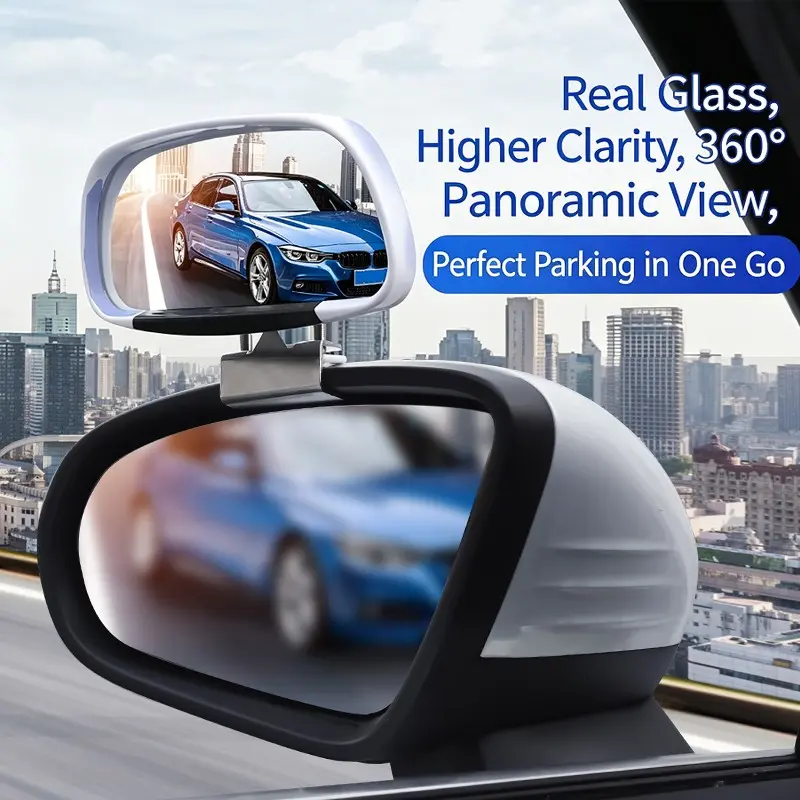 Car Backup Mirror Add-On, HD Glass, 360° Adjustable Blind Spot Helper, Beginner Parking Aid, Scratch-Resistant Wear-Resistant Accessory