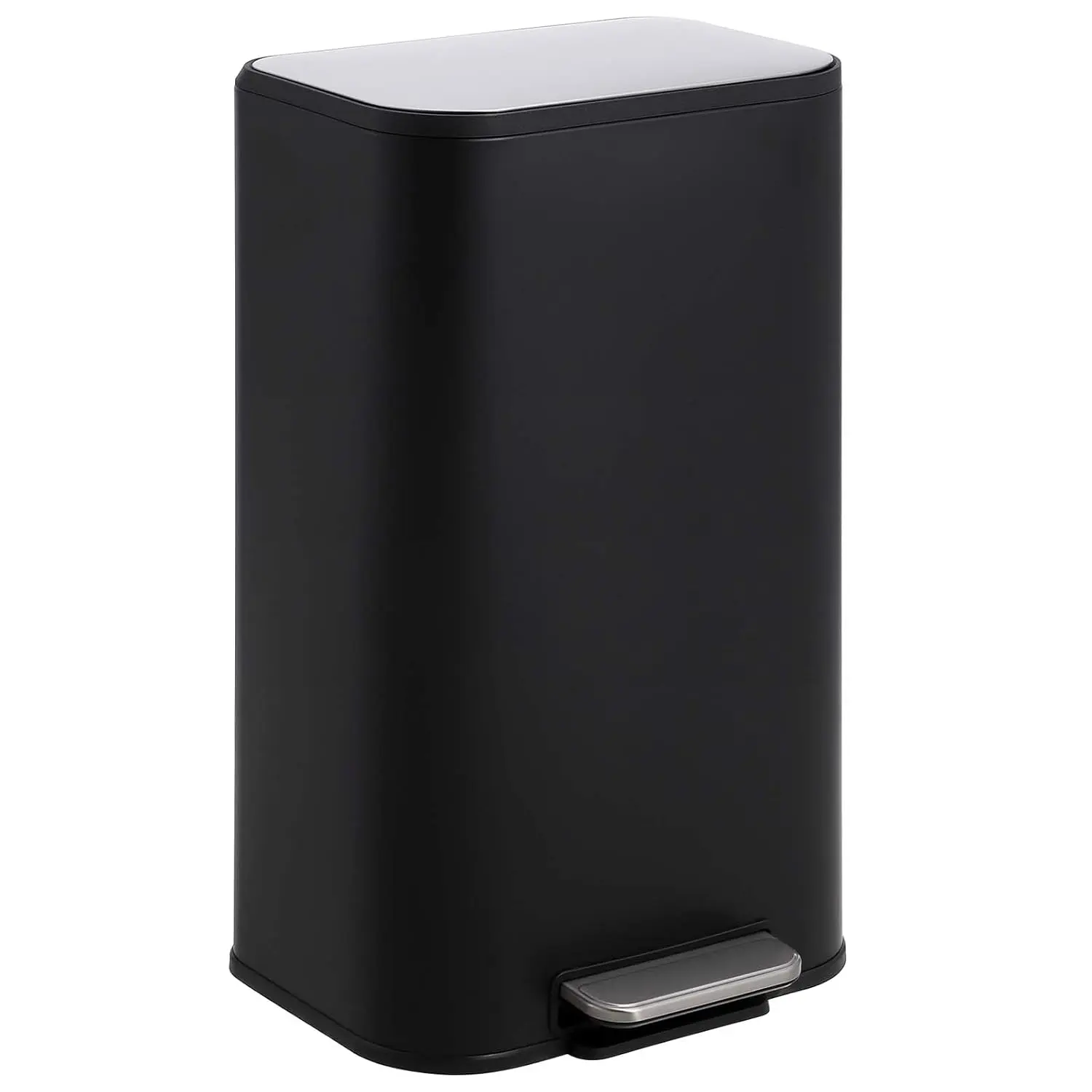 【Labor Day Sale】Stainless Steel 8 Gallon Trash Can Matte Black with Soft Close Lid Foot Pedal & Removable Inner Bucket for Home Office Living Room
