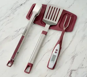 Technique 3-Piece BBQ Grill Tools with Silicone Tool Rest