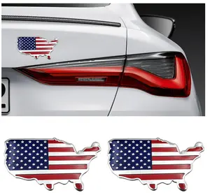 2 count  Flag 3D Metal Decal, Aluminum Alloy  Emblem Stickers, Patriotic Stars Stripe  Flag Auto  Decoration, Universal Exterior Decor Accessories for  SUV (Red Flag)