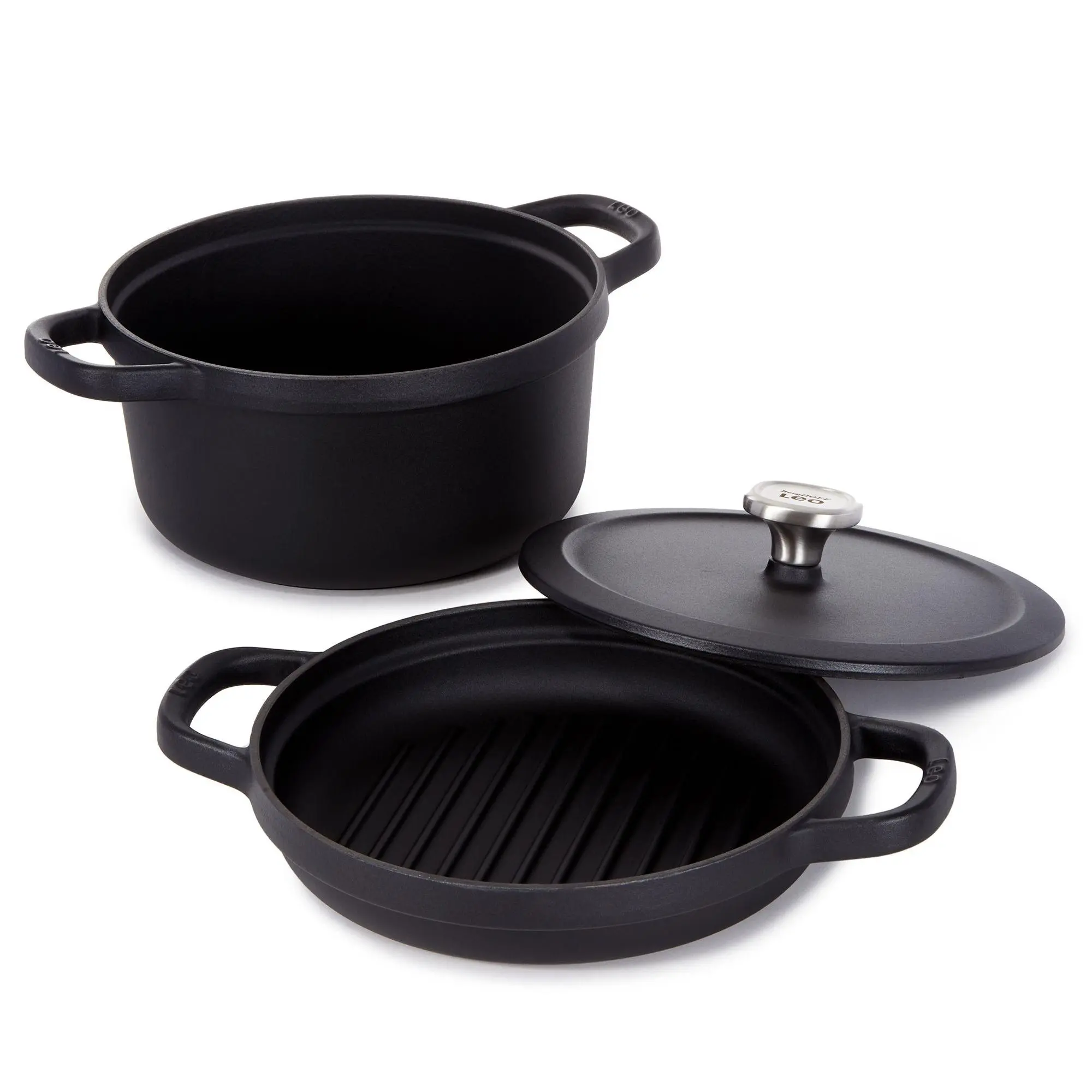 BergHOFF Graphite 3Pc Enamel Cast Iron CookwareSet BergHOFF Graphite 3Pc Enamel Cast Iron CookwareSet