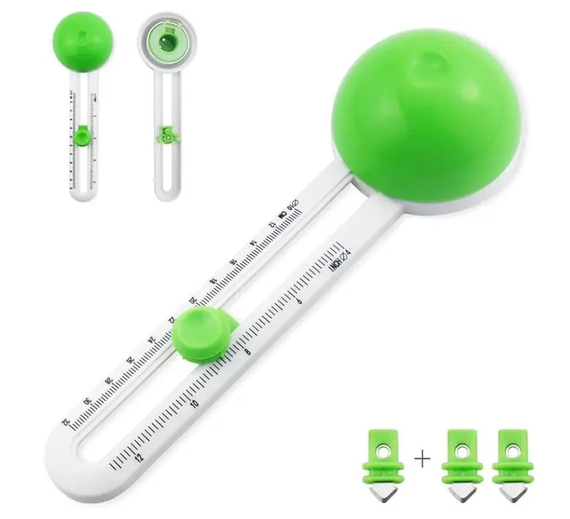 Adjustable Circle Cutter with 3 Blades, 4-12.5 Inch Fixed-Blade Hand Tool for Scrapbooking, Card Making DIY Crafts - Circular Compass Cutter