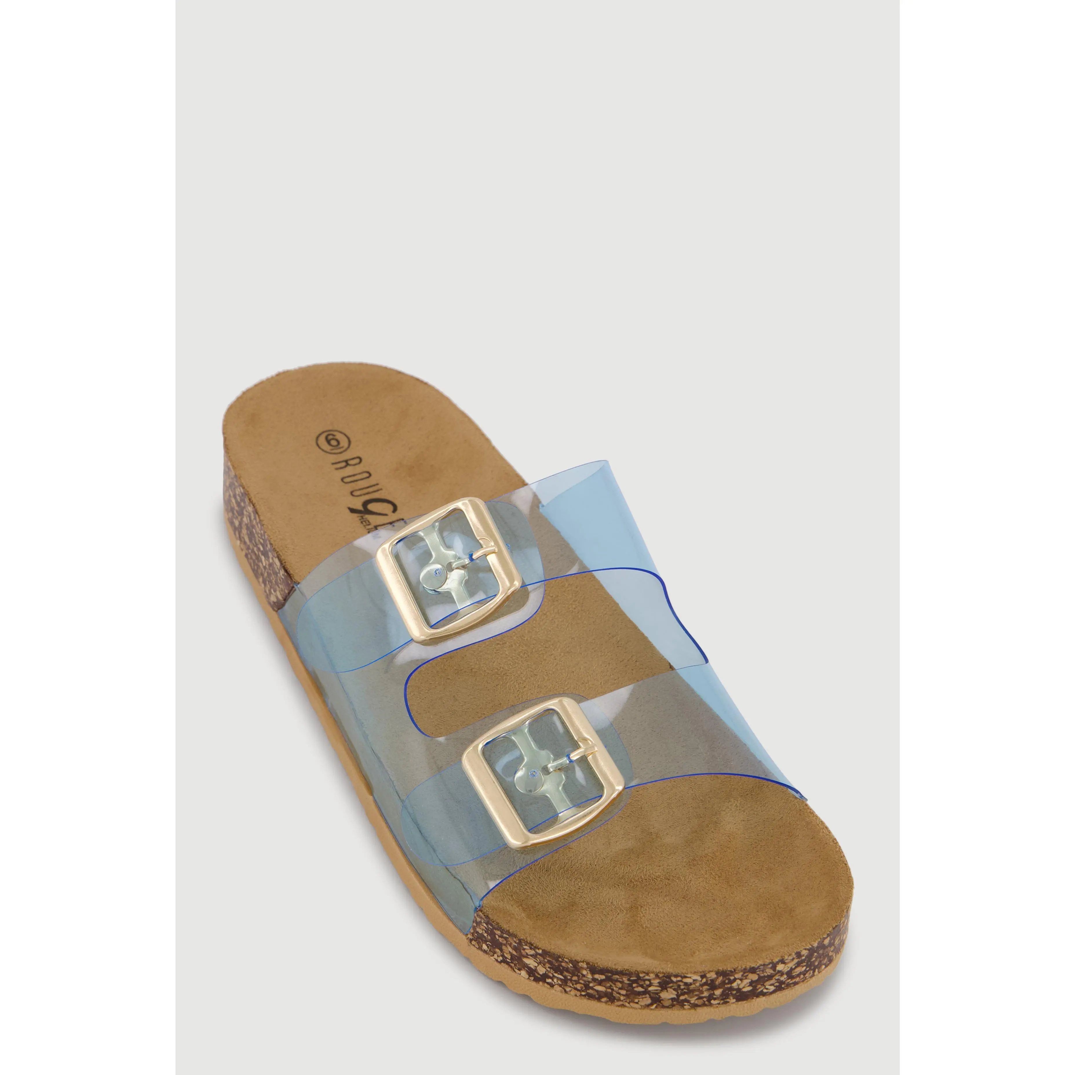 Double Buckle Band Footbed Sandals