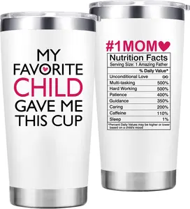 Christmas Gifts for Mom - My Favorite Child Gave Me This Cup - Birthday Gifts for Moms, Mother from Daughter Son - 20 Oz Tumbler White 20 OZ Stainless Steel Tumbler