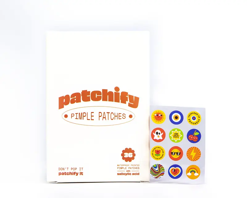 Patchify: 36 Waterproof Hyrdocolloid Printed Pimple Patches with Salicylic Acid, for covering zits and blemishes (36 Count) 0