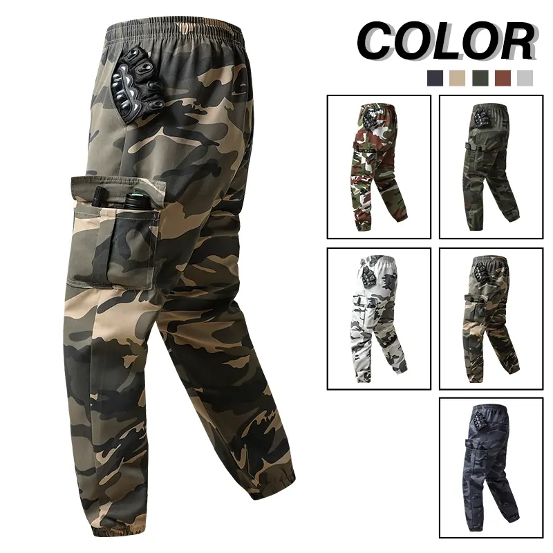 2026 Camouflage Cargo Workwear Jogger Pants with Large Pockets for Casual Outdoor Sports Versatile Design in Five Colors