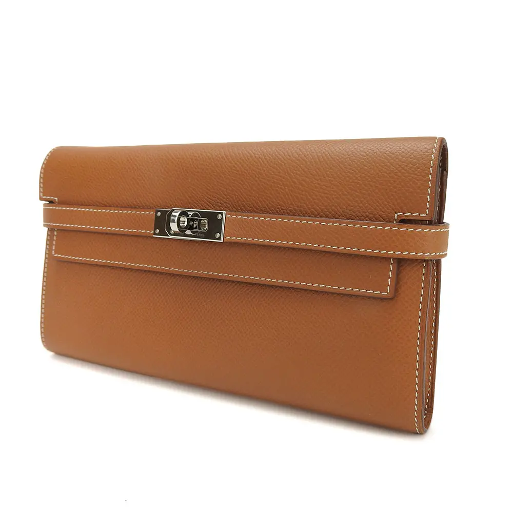 Pre-owned HERMÈS Calfskin Small Leather Goods Hermes Kelly Wallet Epsom Long Wallet