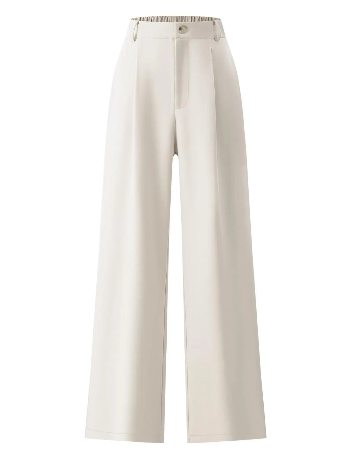 Women's Business Casual Clothing Solid Color Simple Minimalist Basic Elastic Waist Front Middle Button Fashion Pants Bottoms, Comfortable and Stylish Office Wear