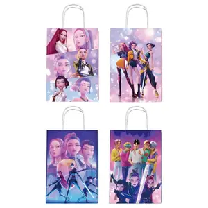 KPop Gift Bags for Kids Birthday Party, KDH Party Favor Bags, Goodie Candy Treat Bags for KPop Fans Party Supplies, Durable Paper Bags with Vivid Prints for Party Gifts and Rewards