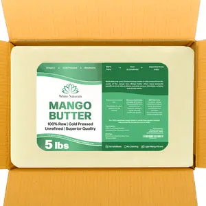 Raw Bulk Mango Butter Unrefined Organic Natural Pure Skin &Hair Moisturizer, Cold Pressed, Use DIY Whipped Body Butter, Soap Making, Mango Seed Body Hydrating Lotion, Lip Balm Hand Cream 5lb Block Skin Care Smooth Moisturizing Skin Repair & Moisture.