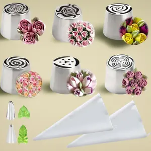 10PCS Extra Large Russian Piping Tips, Stainless Steel Icing Nozzles for Cake Flower Decorating, Ideal for Cream Bouquets, Cookies & Dessert Baking Tools