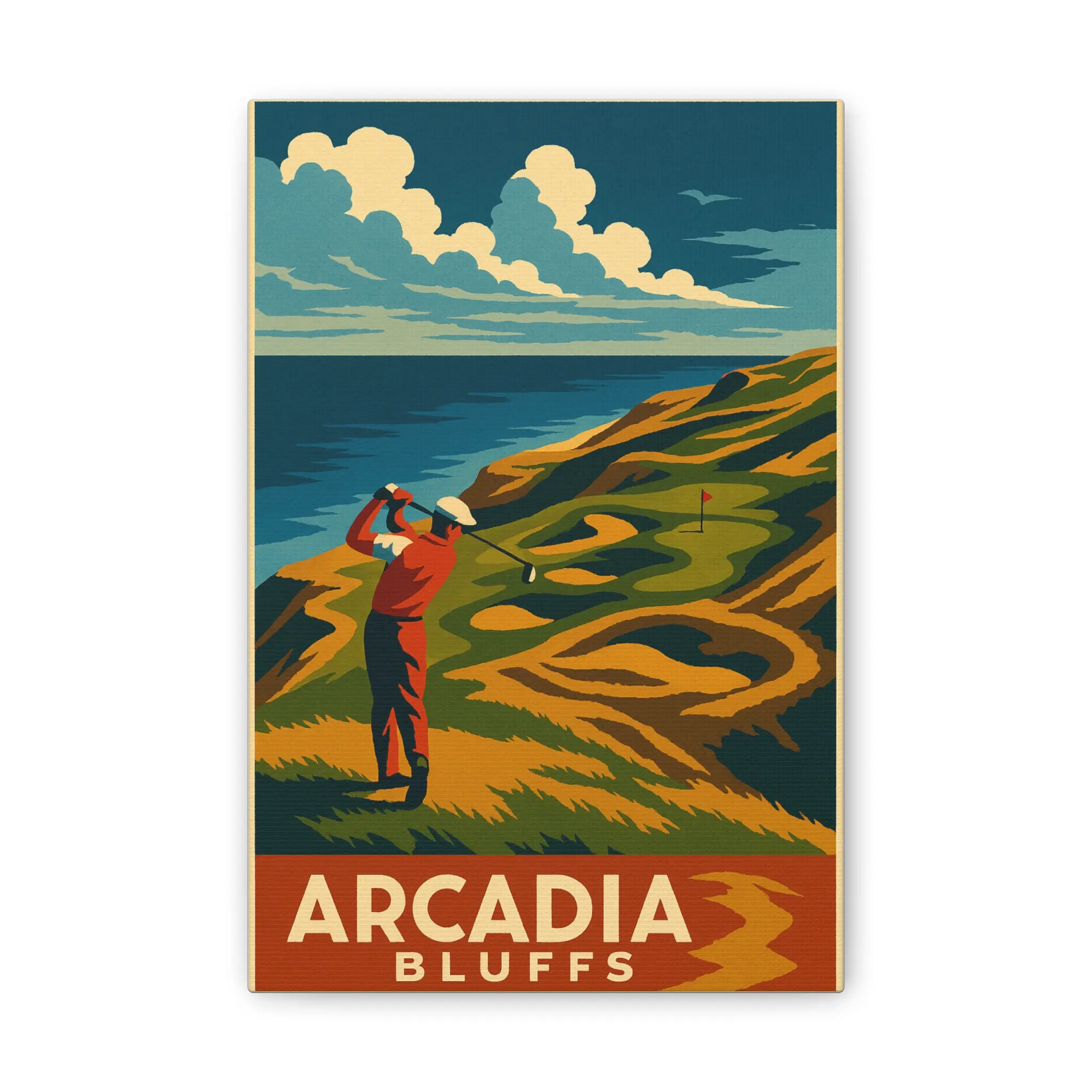 Arcadia Bluffs Golf Canvas Art - Vintage Landscape Wall Decor