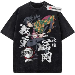 [Sale off up to 30%] Giyuu Tomioka Shirt, Demon Slayer Shirt, Anime Shirt, Vintage T-Shirt Streetwear Short Sleeve Tops Sleeve Top T-Shirt, cotton menswear Tshirt Shortsleeve