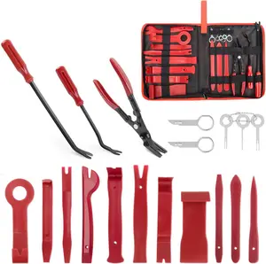 19pcs Car Trim Removal Tool Auto Trim Puller Tool Kit Pry Tools Set For Trim Panel Door Audio Auto Clip Pliers Fastener Remover Set metal scraper