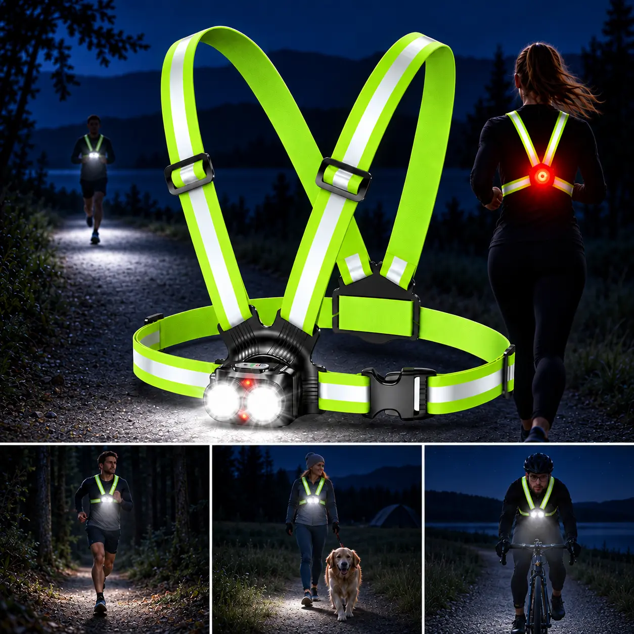 800LM High-Visibility Running Lights for Runners, Adjustable 45° Beam & 360° Reflective Vest, IPX4 Waterproof Running Vest Light for Night Walking/Cycling/Jogging, 3.5-20Hrs Runtime  September Stock Up Campaign