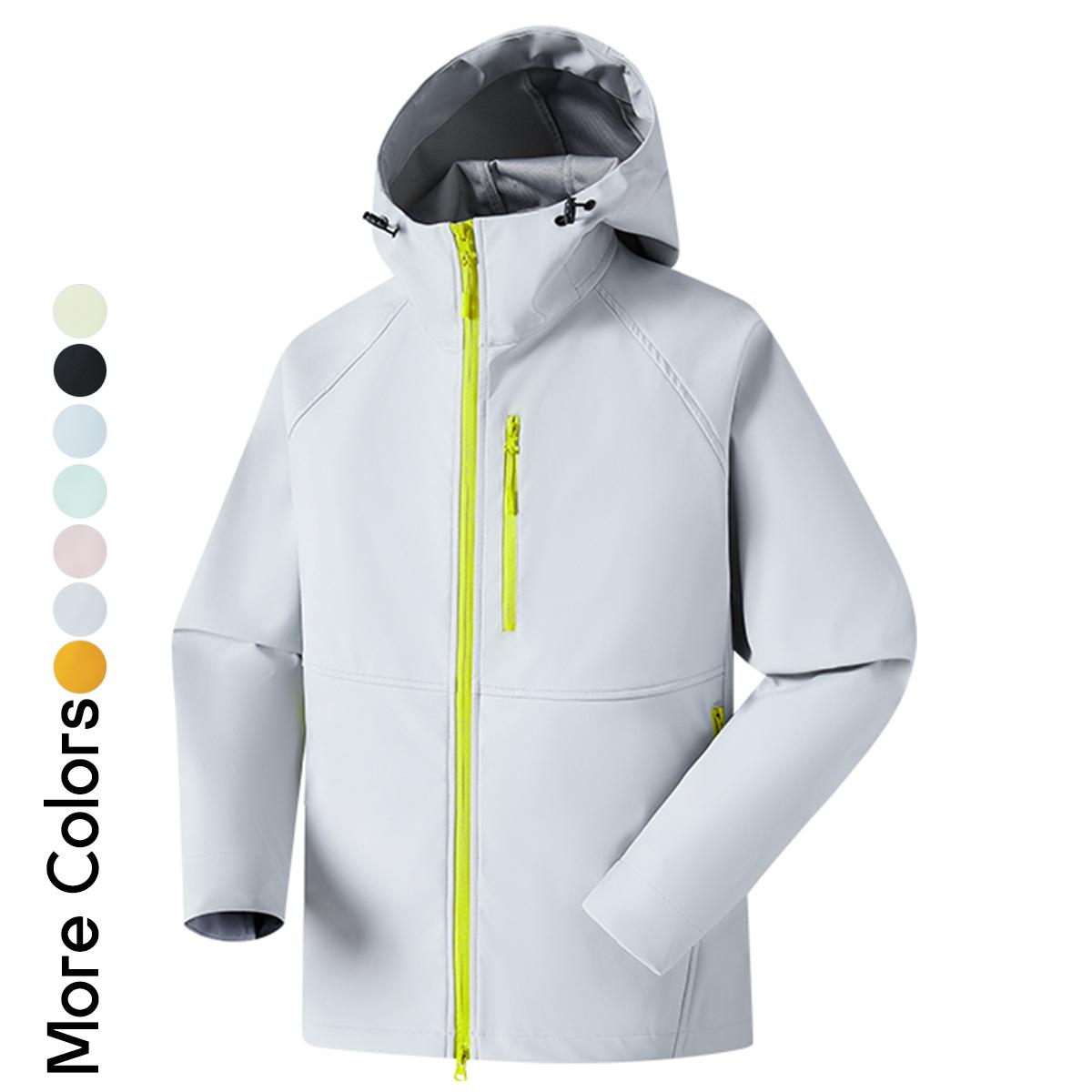 Women's Pastel Color Block Outdoor Jacket, Slim Fit Hooded Sporty Windbreaker, Lightweight Activewear Coat with Contrast Zipper for Spring & Autumn