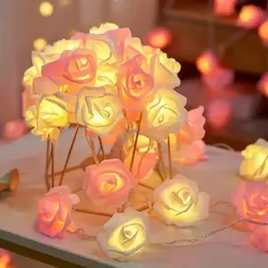 3pcs White Rose Flower LED fairy Light Artificial Flower String Waterproof Lights Lampu Hiasan, Without Battery Maple Fall Lighted Tree