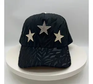 Barbas Hats X CT Three Stars Black Rhinestone One Size Cap