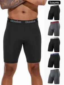 5 Pcs Men's Long-Leg Quick-Dry Sports Boxer Shorts, Soft Comfortable Gym Underwear, Premium Quality Boxer Briefs