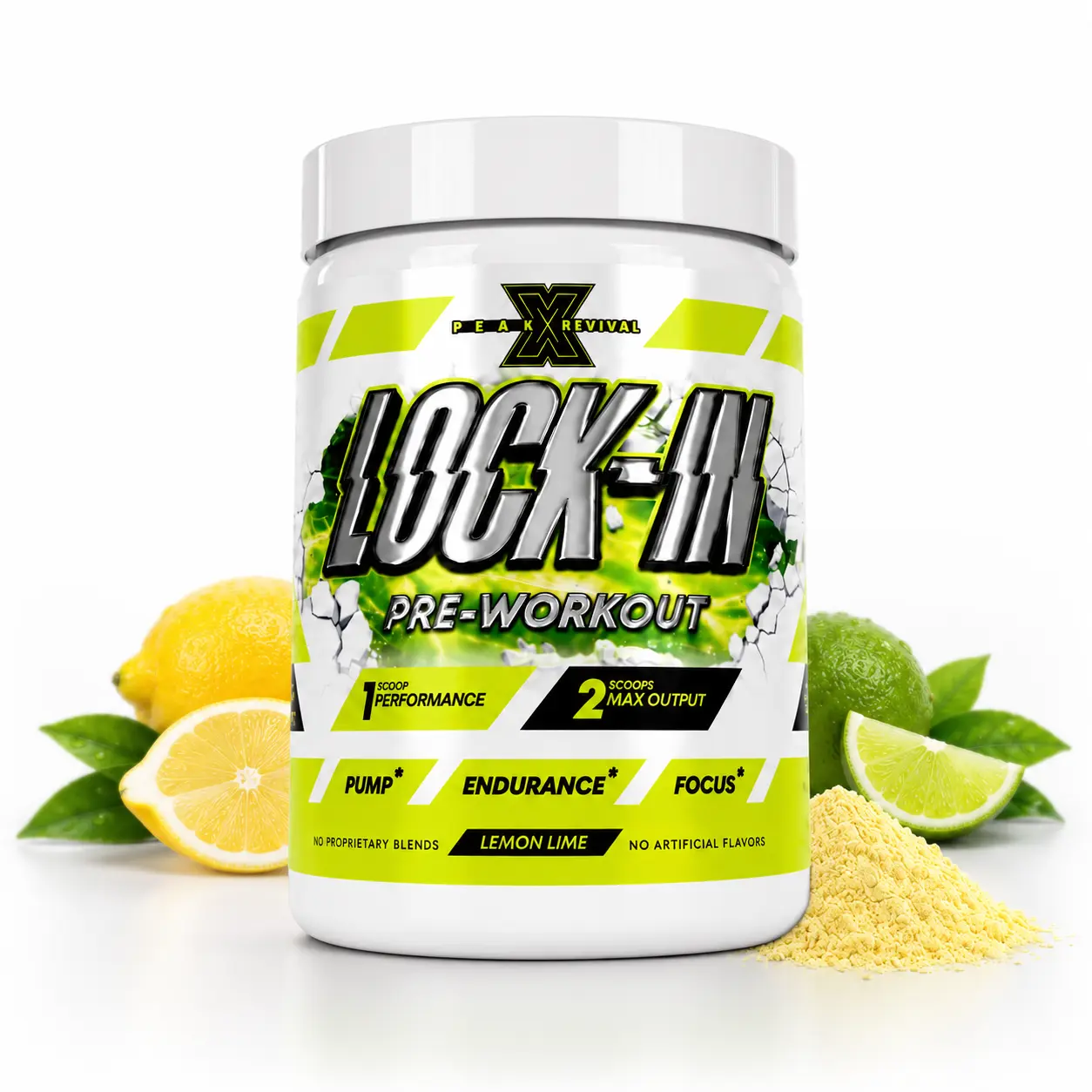 Lock-In Pre-Workout - Baking Soda Performance Formula, Natural Caffeine (Green Tea Extract), Lemon Lime, 30 Servings