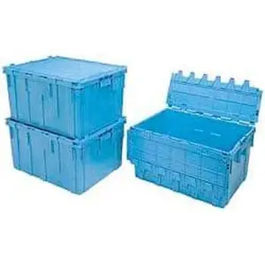 Akro-Mils 3.82 Cu Ft, 100 Lb Load Capacity Gray Polyethylene Attached-Lid Container Stacking, Nesting, 28" Long x 21" Wide x 15-1/2" High, Lid Included 39280