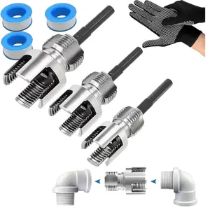 3 PCS internal and external thread tool set | 1/2'' 3/4'' 1'' PVC Pipe Threader - Equipped with electric drill, essential for household plumbing repairs