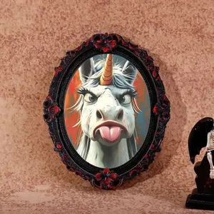 Fun Unicorn Refrigerator Magnet, Oval Frame Magnet, Creative Mini Decorative Magnet, Cat Magnet, Home & Festival Decoration, Great Gift