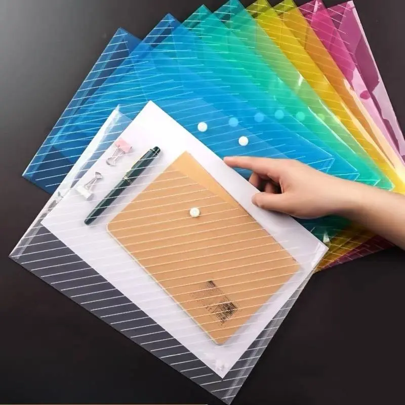 Colorful Transparent A4 File Folder, PP Plastic Student Organizer, Convenient School Supplies Storage Solution, Files Organizer, Plastic Folders